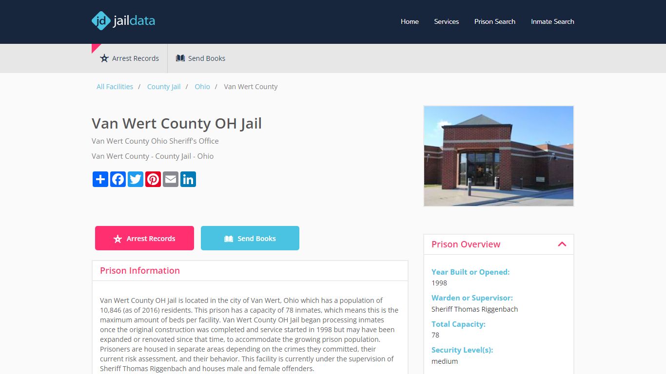 Van Wert County OH Jail Inmate Search and Prisoner Info - Van Wert, OH